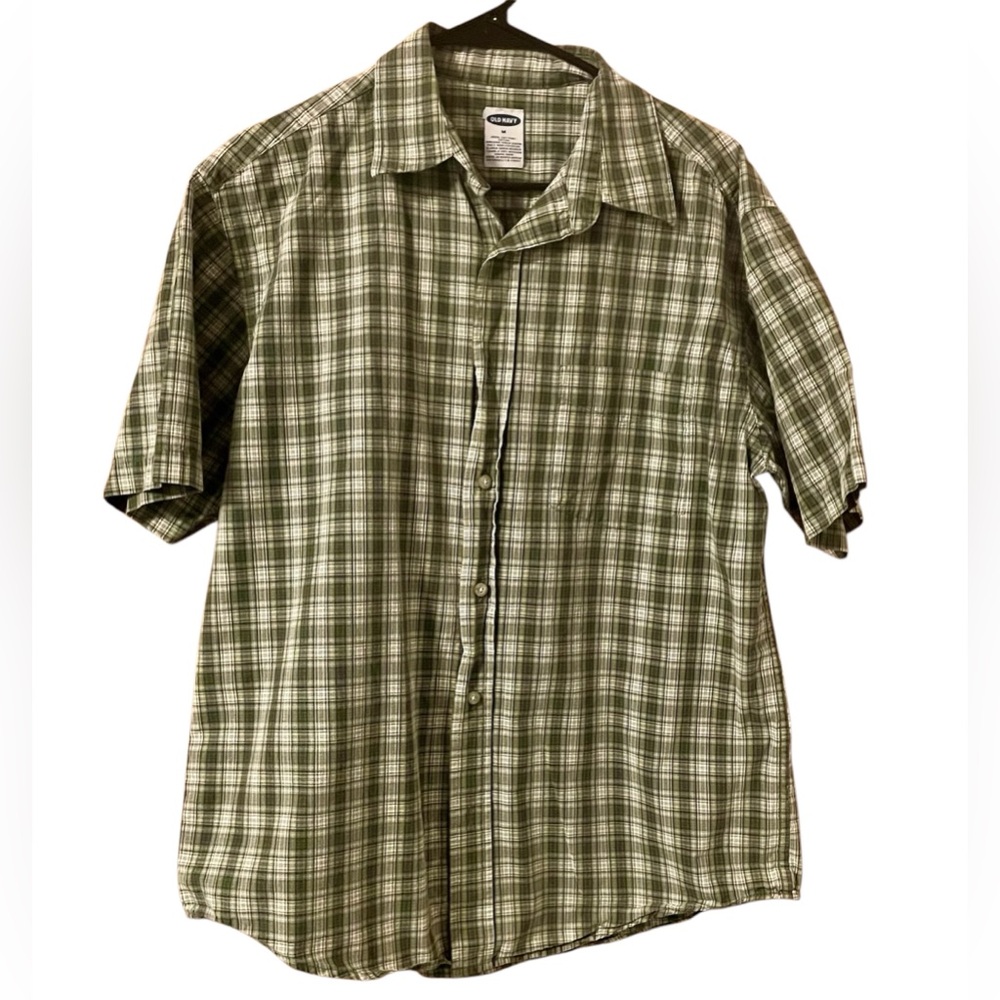 Old Navy Short Sleeved Button Down Shirt Men’s Medium Green Plaid